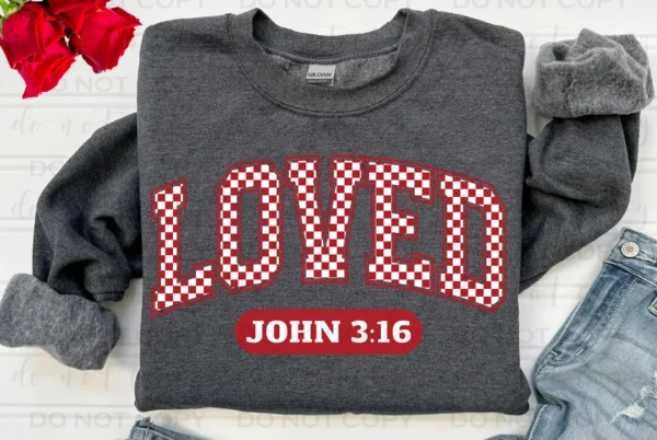 Valentine Long Sleeve loved john 3:16 2x-3x